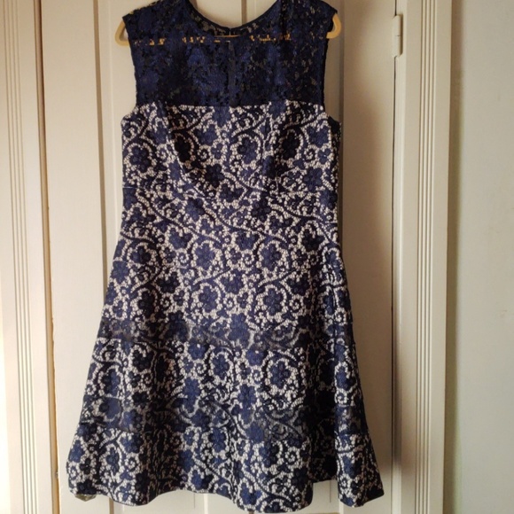Kay Unger Dresses & Skirts - Kay Unger navy lace over nude dress size 16